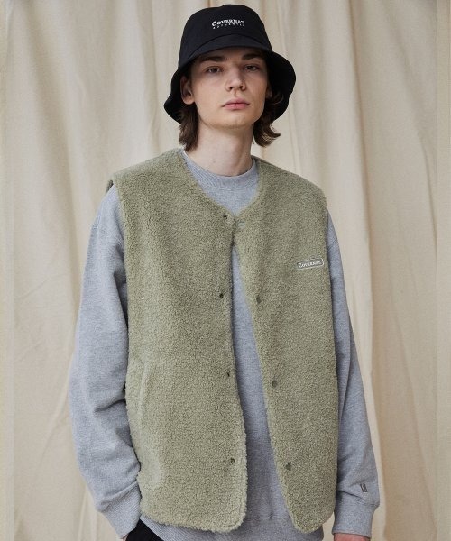 COVERNAT(カバーナット)の「【COVERNAT】REVERSIBLE BOA VEST / カバーナット リバーシブル ボア フリース キルティング ベスト(その他アウター・メンズ・アイボリー/セージグリーン/ブラウン/ブラック・SMALL/LARGE/MEDIUM/X-LARGE)」の8枚目の写真