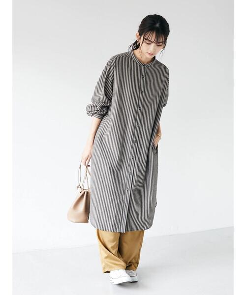 CRAFT STANDARD BOUTIQUE(クラフトスタンダードブティック)の「バンドカラーシャツワンピース *(シャツワンピース・レディース・ホワイト系その他6/ブラック系その他2・FREE)」の21枚目の写真