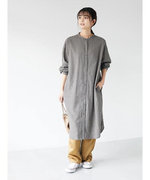 CRAFT STANDARD BOUTIQUE(クラフトスタンダードブティック)の「バンドカラーシャツワンピース *(シャツワンピース・レディース・ホワイト系その他6/ブラック系その他2・FREE)」の20枚目の写真