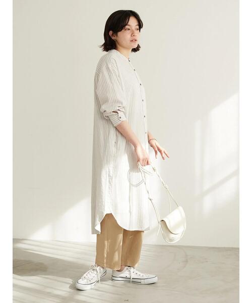 CRAFT STANDARD BOUTIQUE(クラフトスタンダードブティック)の「バンドカラーシャツワンピース *(シャツワンピース・レディース・ホワイト系その他6/ブラック系その他2・FREE)」の12枚目の写真