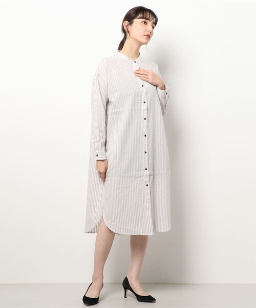 CRAFT STANDARD BOUTIQUE(クラフトスタンダードブティック)の「バンドカラーシャツワンピース *(シャツワンピース・レディース・ホワイト系その他6/ブラック系その他2・FREE)」の5枚目の写真
