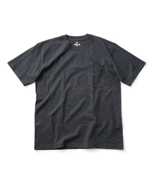 HANES(ヘインズ)の「【HANES/ヘインズ】GWの旅行・レジャーに 厚手で透けない BEEFY-T ポケットTシャツ H5190 ビーフィー Tシャツ 無地 ユニセックス ヘビーウェイト(Tシャツ/カットソー・メンズ・グレー/ネイビー/ブラック/ホワイト/カーキ/ダークグリーン/イエロー/ブルー/スミクロ/レッド系その他/グリーン/チャコールグレー/ライトベージュ/ダークパープル/レッド・LARGE/SMALL/X-LARGE/MEDIUM/X-SMALL)」の3枚目の写真