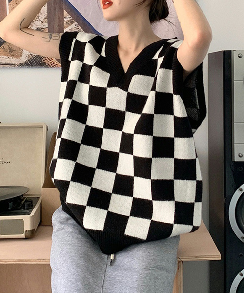 c.u.l（シーユーエル）の「【c.u.l:w】ブロックチェックニット