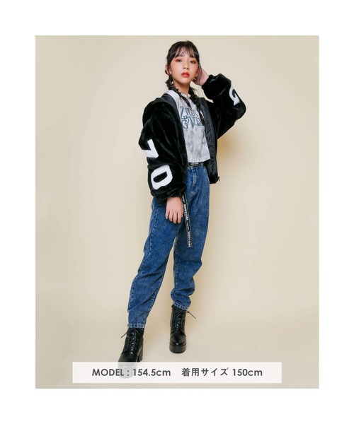 ZIDDY(ジディ)の「ZIDDY/【ニコ☆プチ掲載】 ロゴ ファー フード ジャケット(130cm~160cm)(その他アウター・キッズ・ベージュ/ブラック/パープル・130/150/160/140)」の12枚目の写真