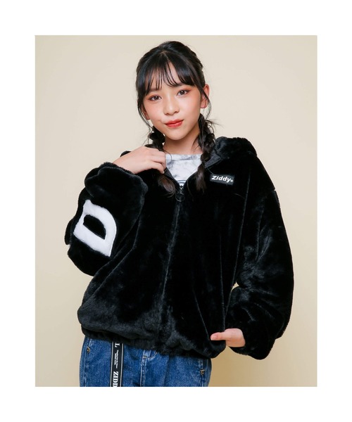 ZIDDY(ジディ)の「ZIDDY/【ニコ☆プチ掲載】 ロゴ ファー フード ジャケット(130cm~160cm)(その他アウター・キッズ・ベージュ/ブラック/パープル・130/150/160/140)」の8枚目の写真