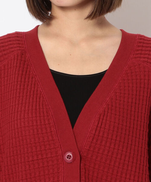 AVIREX（アヴィレックス）の「ビックワッフル2ウェイカーディガン/ BIG WAFFLE 2WAY CARDIGAN（カーディガン/ボレロ・レディース・ブラウン/オフホワイト/レッド・FREE）」の19枚目の写真