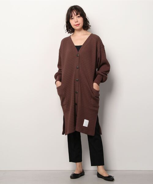 AVIREX（アヴィレックス）の「ビックワッフル2ウェイカーディガン/ BIG WAFFLE 2WAY CARDIGAN（カーディガン/ボレロ・レディース・ブラウン/オフホワイト/レッド・FREE）」の16枚目の写真