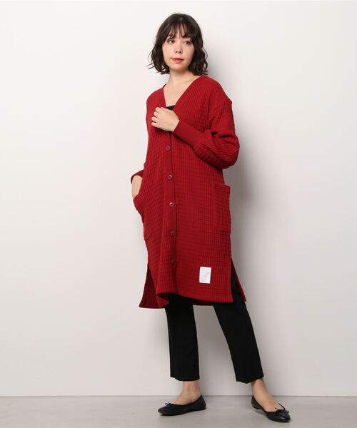 AVIREX（アヴィレックス）の「ビックワッフル2ウェイカーディガン/ BIG WAFFLE 2WAY CARDIGAN（カーディガン/ボレロ・レディース・ブラウン/オフホワイト/レッド・FREE）」の17枚目の写真