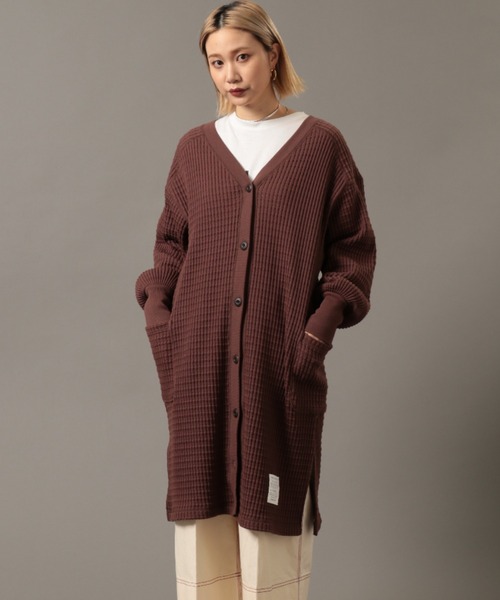 AVIREX（アヴィレックス）の「ビックワッフル2ウェイカーディガン/ BIG WAFFLE 2WAY CARDIGAN（カーディガン/ボレロ・レディース・ブラウン/オフホワイト/レッド・FREE）」の10枚目の写真