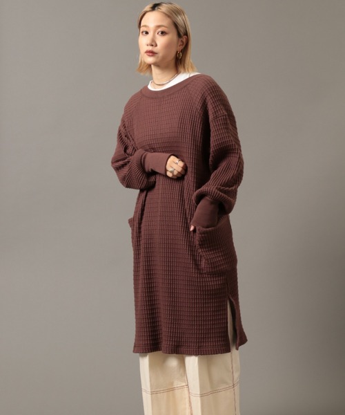 AVIREX（アヴィレックス）の「ビックワッフル2ウェイカーディガン/ BIG WAFFLE 2WAY CARDIGAN（カーディガン/ボレロ・レディース・ブラウン/オフホワイト/レッド・FREE）」の15枚目の写真