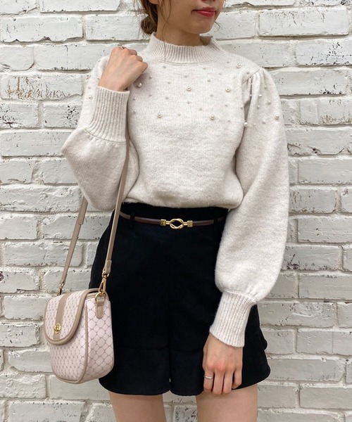 OLIVE des OLIVE（オリーブデオリーブ）の「パール付ニットプルオーバー（ニット/セーター・レディース・ブラック/グレー/アイボリー・FREE）」の12枚目の写真