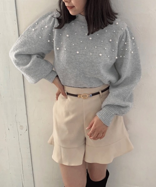 OLIVE des OLIVE（オリーブデオリーブ）の「パール付ニットプルオーバー（ニット/セーター・レディース・ブラック/グレー/アイボリー・FREE）」の8枚目の写真