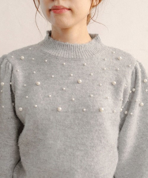 OLIVE des OLIVE（オリーブデオリーブ）の「パール付ニットプルオーバー（ニット/セーター・レディース・ブラック/グレー/アイボリー・FREE）」の9枚目の写真