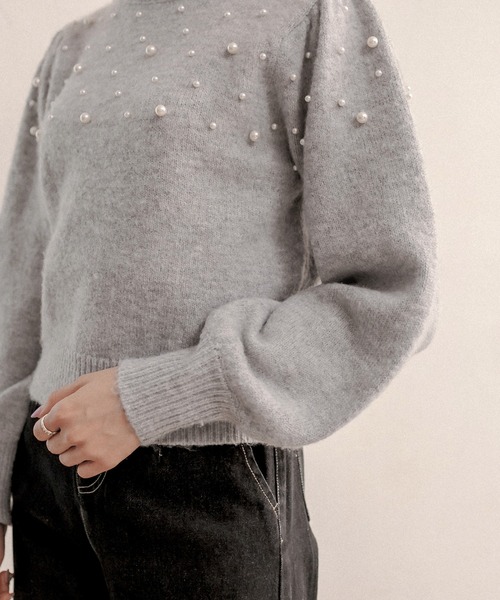 OLIVE des OLIVE（オリーブデオリーブ）の「パール付ニットプルオーバー（ニット/セーター・レディース・ブラック/グレー/アイボリー・FREE）」の17枚目の写真