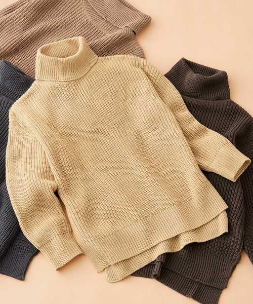 SHISKY（シスキー）の「SHISKY / シスキー 7G畦編み オーバーサイズ ハイネックチュニック/ボトルネックワンピ　キッズ（ニット/セーター・キッズ・モカ/ブラウン/ベージュ/チャコール/ベージュ系その他/ブラウン系その他/グレー系その他/ブラック・110/150/140/130/120/160）」の8枚目の写真