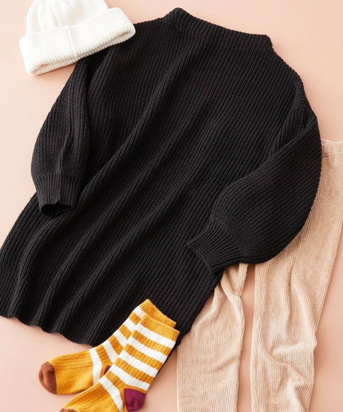 SHISKY（シスキー）の「SHISKY / シスキー 7G畦編み オーバーサイズ ハイネックチュニック/ボトルネックワンピ　キッズ（ニット/セーター・キッズ・モカ/ブラウン/ベージュ/チャコール/ベージュ系その他/ブラウン系その他/グレー系その他/ブラック・110/150/140/130/120/160）」の2枚目の写真