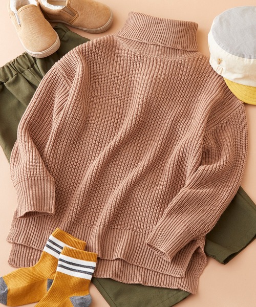 SHISKY（シスキー）の「SHISKY / シスキー 7G畦編み オーバーサイズ ハイネックチュニック/ボトルネックワンピ　キッズ（ニット/セーター・キッズ・モカ/ブラウン/ベージュ/チャコール/ベージュ系その他/ブラウン系その他/グレー系その他/ブラック・110/150/140/130/120/160）」の6枚目の写真