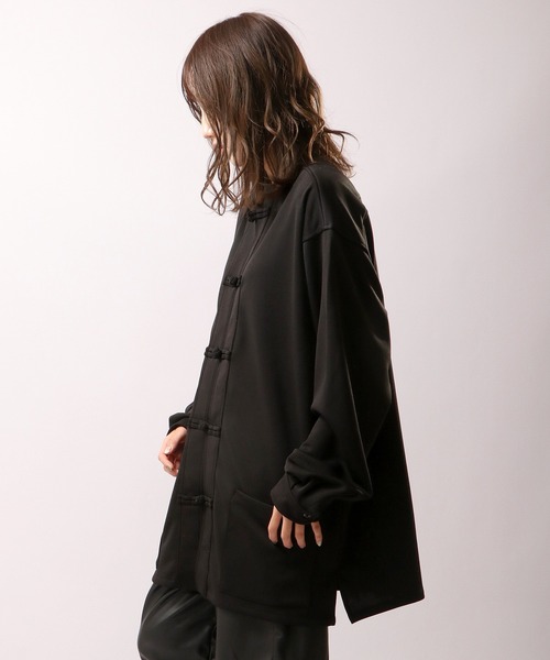 SUGGESTION（サジェッション）の「【SUGGESTION】オーバーサイズ チャイナジャケット（ノーカラージャケット・メンズ・ブラック/モカ/ブルーグリーン・M/L）」の15枚目の写真