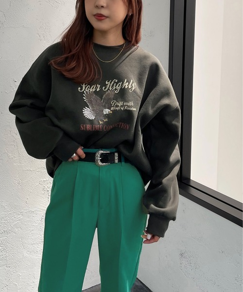 apres jour mignon（アプレジュールミニョン）の「アソートヴィンテージスウェット２【ZOZOTOWN限定アイテム】（スウェット・レディース・ライトベージュ/ブラック系その他/ダークブルー/ナチュラル/ブラック系その他2/クリーム/その他/チャコールグレー/ブラック/ダークグリーン・X-LARGE/フリー）」の11枚目の写真