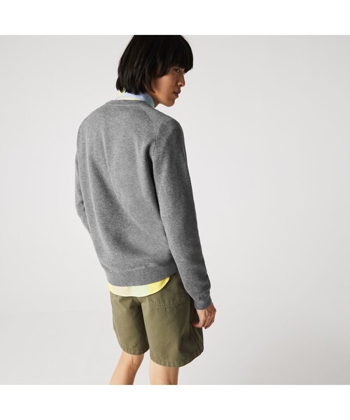 LACOSTE L!VE（ラコステライブ）の「LACOSTE L!VE コットンブレンドセーター（ニット/セーター・メンズ・グレー/ネイビー・S/M/L/XS）」の4枚目の写真