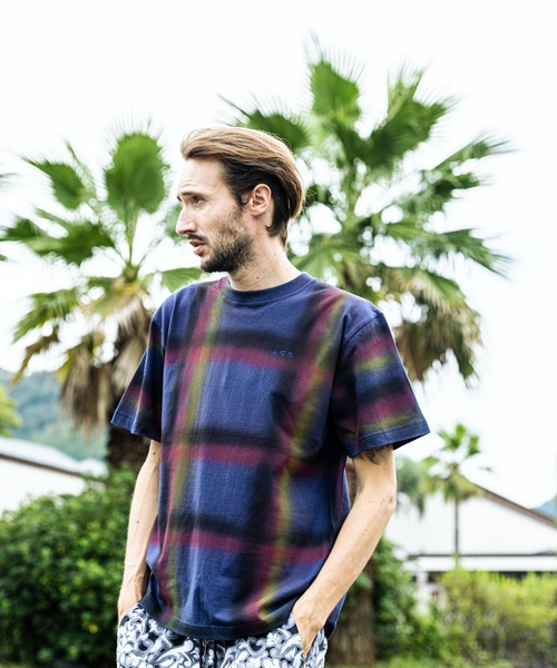 【セール】ACANTHUS:ハンドスプレー チェック TEEシャツ（Tシャツ/カットソー）｜ACANTHUS（アカンサス）