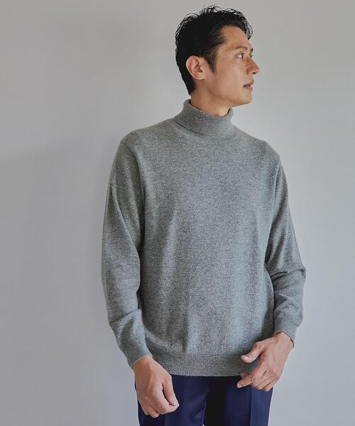 green label relaxing(グリーンレーベルリラクシング)の「カシミヤ 天竺 タートルネック ニット(ニット/セーター・メンズ・グレー/ブラック/コバルトブルー・S/M/XL/L)」の1枚目の写真
