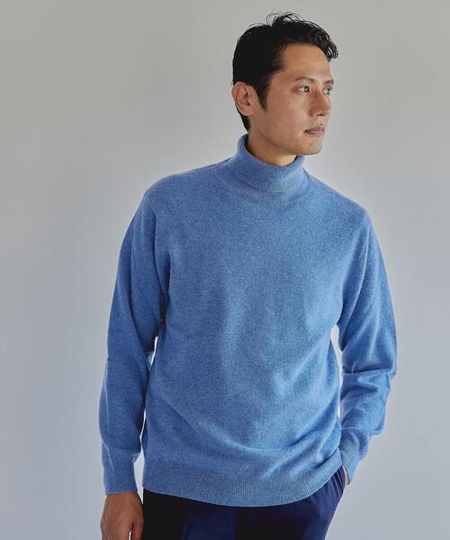 green label relaxing(グリーンレーベルリラクシング)の「カシミヤ 天竺 タートルネック ニット(ニット/セーター・メンズ・グレー/ブラック/コバルトブルー・S/M/XL/L)」の3枚目の写真