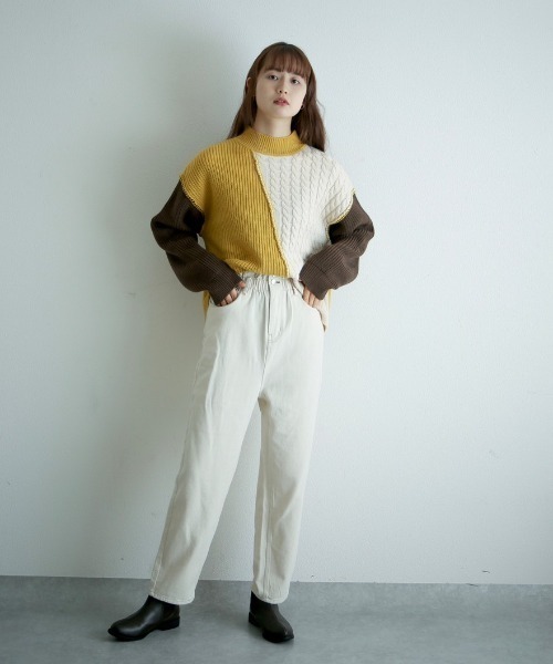 spoon store（スプーンストア）の「配色ニット（ニット/セーター・レディース・グリーン/マスタード・フリー）」の20枚目の写真