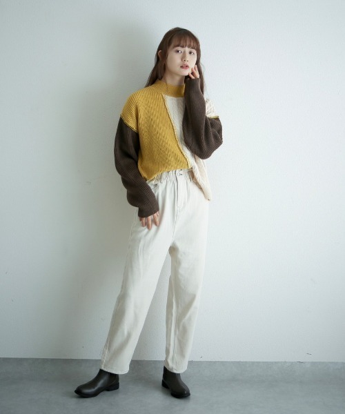 spoon store（スプーンストア）の「配色ニット（ニット/セーター・レディース・グリーン/マスタード・フリー）」の21枚目の写真