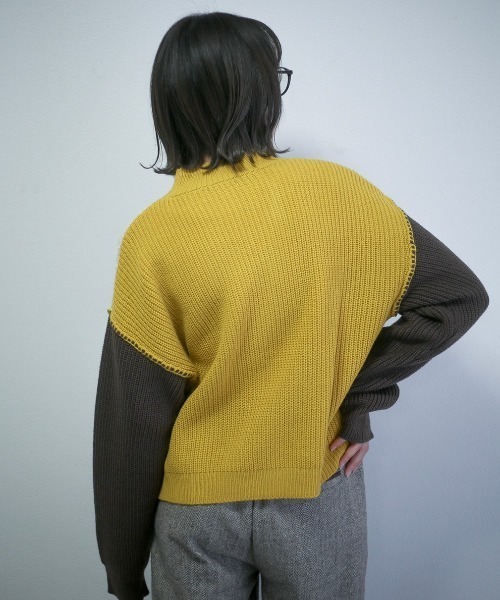 spoon store（スプーンストア）の「配色ニット（ニット/セーター・レディース・グリーン/マスタード・フリー）」の18枚目の写真