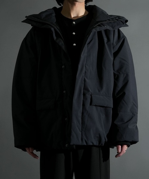 セール】ポリストレッチ ボリューム中綿ダウンジャケット キルティング