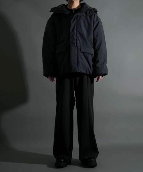 セール】ポリストレッチ ボリューム中綿ダウンジャケット キルティング