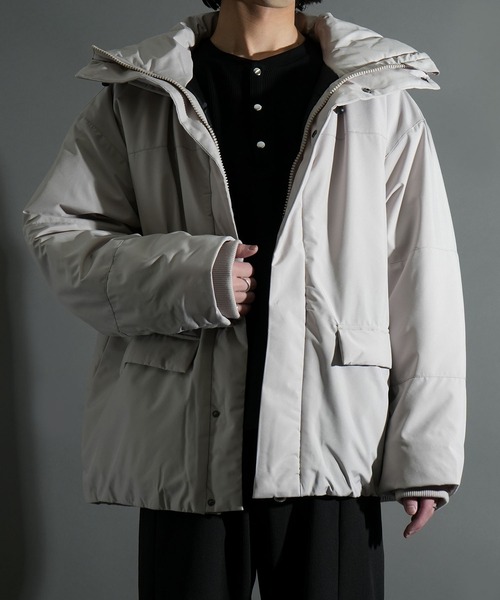 セール】ポリストレッチ ボリューム中綿ダウンジャケット キルティング