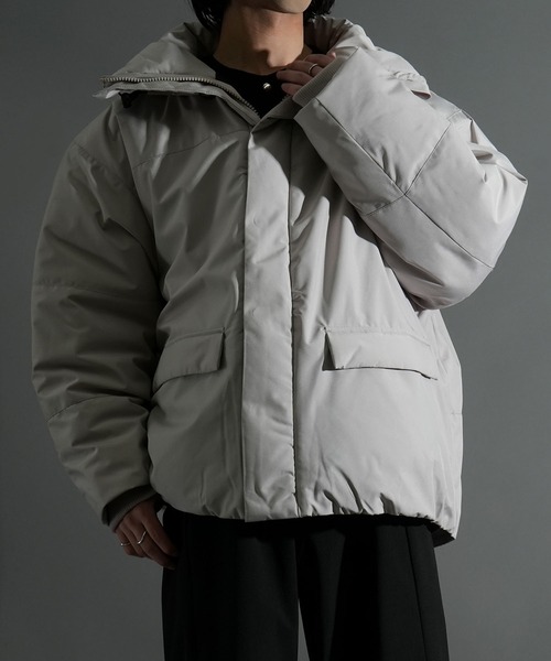 セール】ポリストレッチ ボリューム中綿ダウンジャケット キルティング