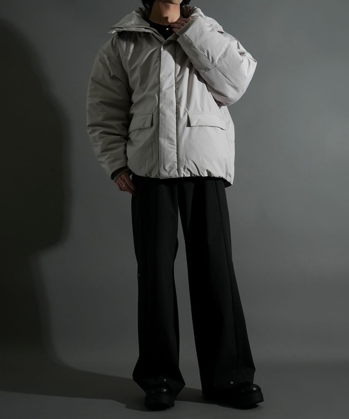 セール】ポリストレッチ ボリューム中綿ダウンジャケット キルティング