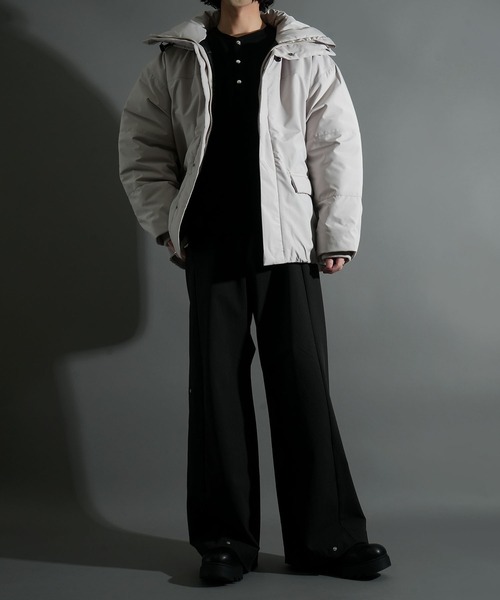 セール】ポリストレッチ ボリューム中綿ダウンジャケット キルティング