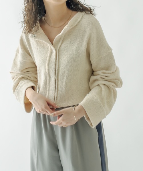 mystic（ミスティック）の「ジャガードショートカーディガン（Tシャツ/カットソー・レディース・ブラック/アイボリー/ブルー・FREE）」の14枚目の写真