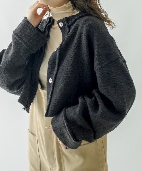 mystic（ミスティック）の「ジャガードショートカーディガン（Tシャツ/カットソー・レディース・ブラック/アイボリー/ブルー・FREE）」の12枚目の写真