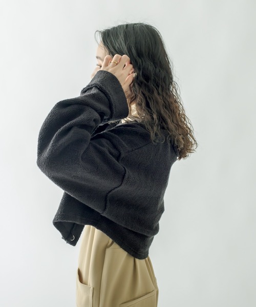 mystic（ミスティック）の「ジャガードショートカーディガン（Tシャツ/カットソー・レディース・ブラック/アイボリー/ブルー・FREE）」の7枚目の写真