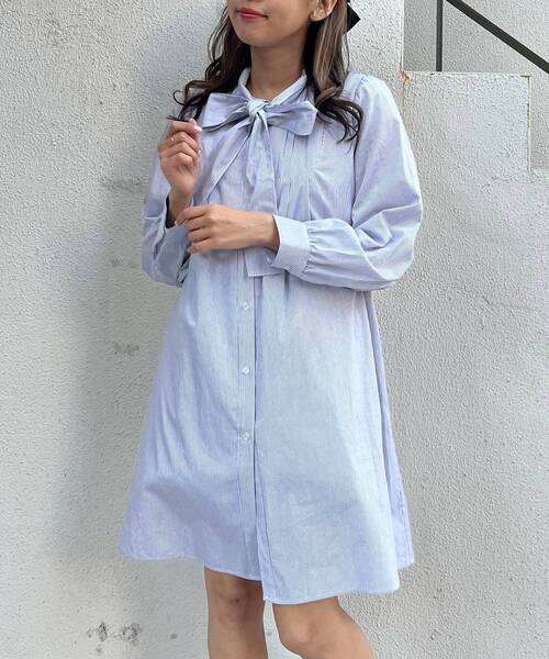 MAJESTIC LEGON（マジェスティックレゴン）の「classicボウタイミニワンピ（ワンピース・レディース・オフホワイト/グレー系その他/ベージュ系その他2・MEDIUM）」の4枚目の写真