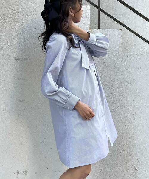 MAJESTIC LEGON（マジェスティックレゴン）の「classicボウタイミニワンピ（ワンピース・レディース・オフホワイト/グレー系その他/ベージュ系その他2・MEDIUM）」の7枚目の写真