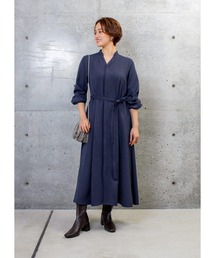 スッキリ見えツイルロングワンピース