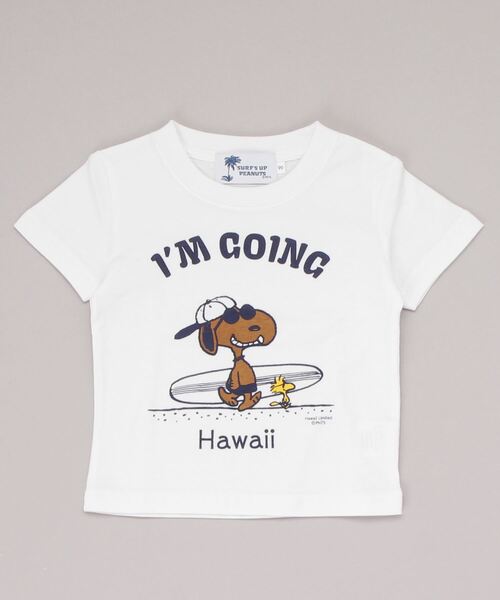 SURF'S UP PEANUTS(サーフズアップピーナッツ)の「【SURF'S UP PEANUTS】Tシャツ キッズ / I’M GOING(Tシャツ/カットソー・キッズ・ホワイト・M(110-120)/XS(90-100))」の1枚目の写真
