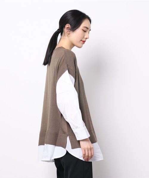 BELLUNA PLUS(ベルーナ)の「重ね着風ニットプルオーバー(ニット/セーター・レディース・ブラック/モカ・MEDIUM/LARGE)」の5枚目の写真