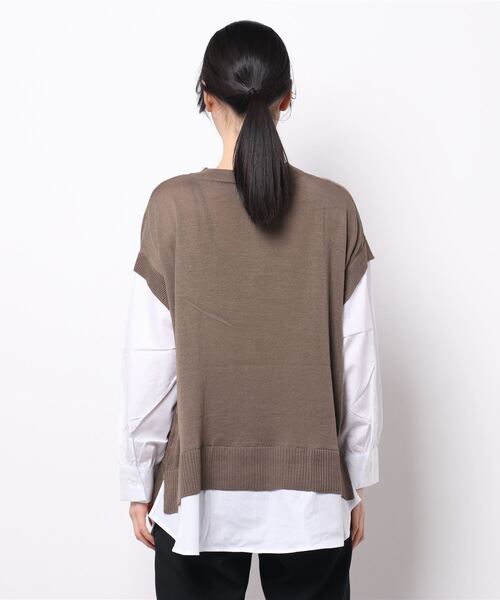 BELLUNA PLUS(ベルーナ)の「重ね着風ニットプルオーバー(ニット/セーター・レディース・ブラック/モカ・MEDIUM/LARGE)」の6枚目の写真