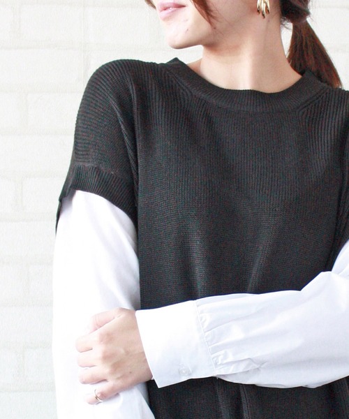BELLUNA PLUS(ベルーナ)の「重ね着風ニットプルオーバー(ニット/セーター・レディース・ブラック/モカ・MEDIUM/LARGE)」の20枚目の写真