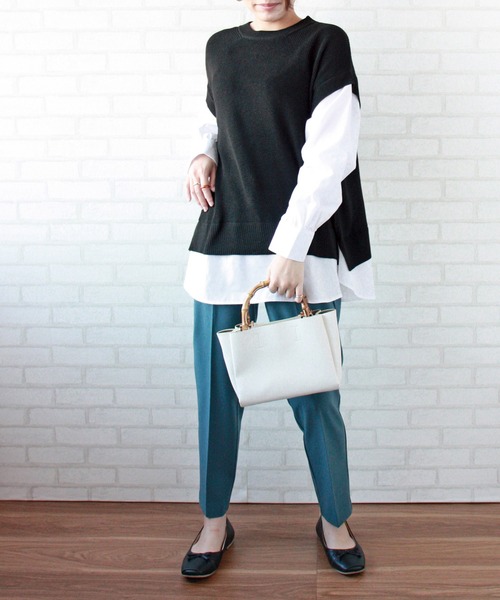 BELLUNA PLUS(ベルーナ)の「重ね着風ニットプルオーバー(ニット/セーター・レディース・ブラック/モカ・MEDIUM/LARGE)」の15枚目の写真