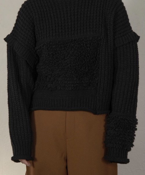 lawgy(ラウジー)の「loop yarn part knit(ニット/セーター・レディース・ブラック/ベージュ・FREE)」の21枚目の写真