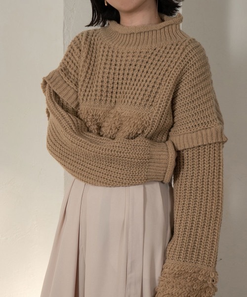lawgy(ラウジー)の「loop yarn part knit(ニット/セーター・レディース・ブラック/ベージュ・FREE)」の16枚目の写真