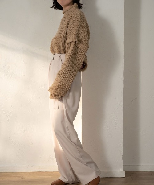 lawgy(ラウジー)の「loop yarn part knit(ニット/セーター・レディース・ブラック/ベージュ・FREE)」の17枚目の写真